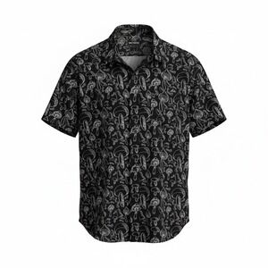 Hot Topic Men Shirt Black White L‎ Mushroom Short Sleeve Camp Button Up Novelty